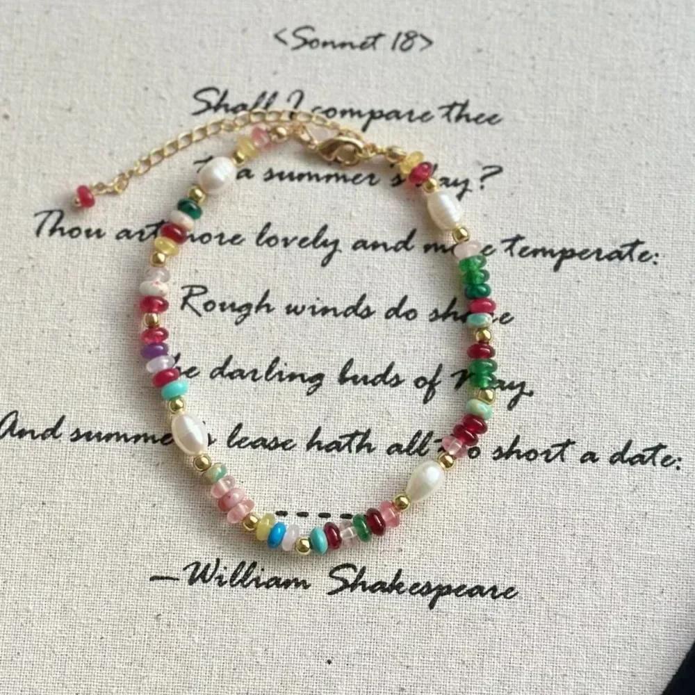 Korean Exquisite Retro Flower Love Heart Beaded Necklace For Women Personality Simple Cool Clavicle Chain Fashion Y2K Jewelry