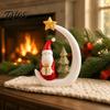 Christmas Table Decorations Santa And Deer Figurine, Gnome Resin Statue, Holiday Compact Room Ornament Centerpiece for Home Living Bedroom Mantel