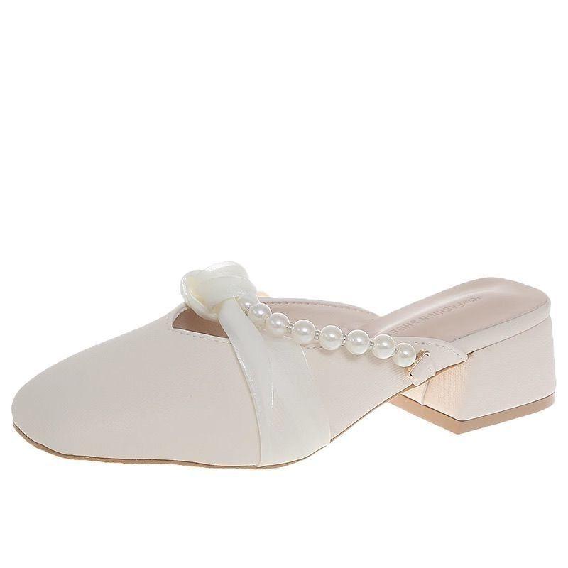 Soft-soled Slippers Spring and Summer Square Head Women's New Fashion Single Shoes Lazy Skirt Wear Half Drag