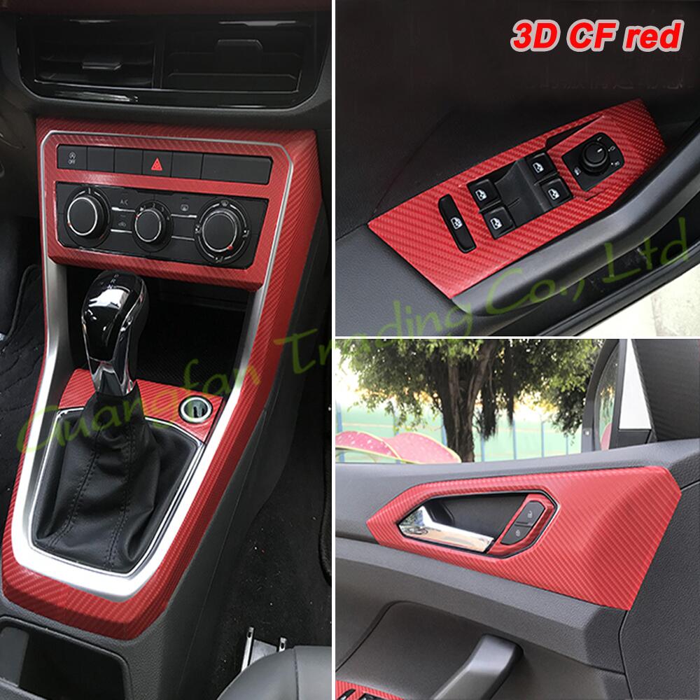Dla Volkswagen T-cross - Wnętrze Centralny Panel Sterowania Klamka Drzwi Naklejki Włókno Węglowe Naklejki Stylizacja Samochodów Akcesoria