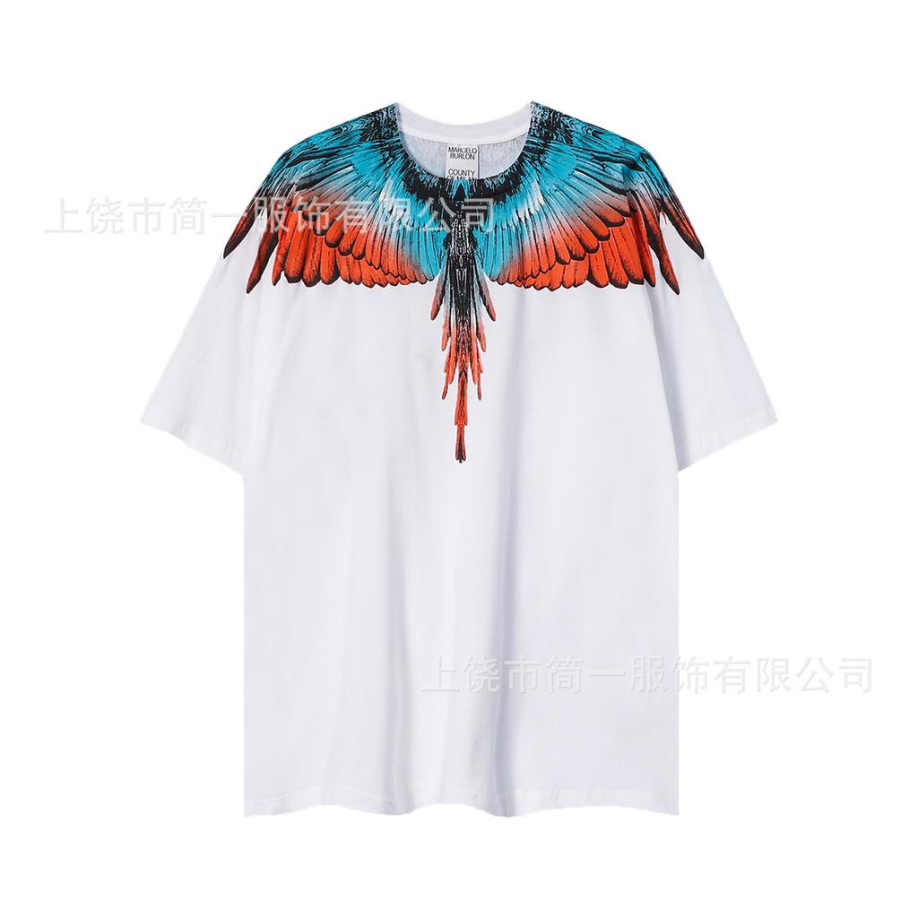 Summer Men's and Women's Same Fashion Trend T-shirt Personalized Trend Wing Printing Comfortable and Simple