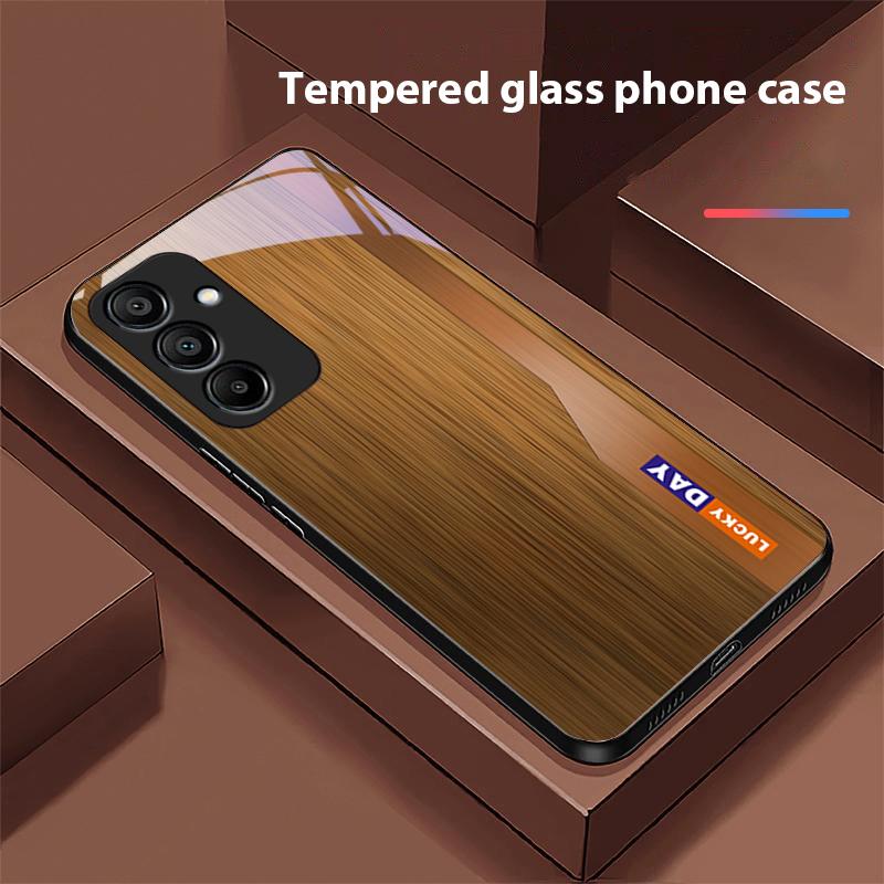 Holzmaserung Gestreift Blau Für Samsung Galaxy A15 5G 54 4G 51 50 24 35 90 71 12 51 53 52S 80 22 34 Schwarz Gehärtetes Glas Handyhülle