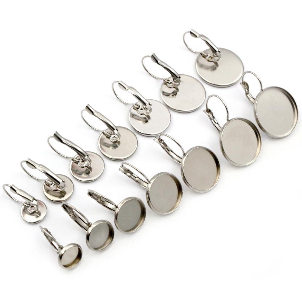 Edelstahl Gold Plated 8-20mm Französische Hebel Cabochon Ohrring Fassung Leere Basis Cameo Schale DIY Ohr Schmuck Zubehör