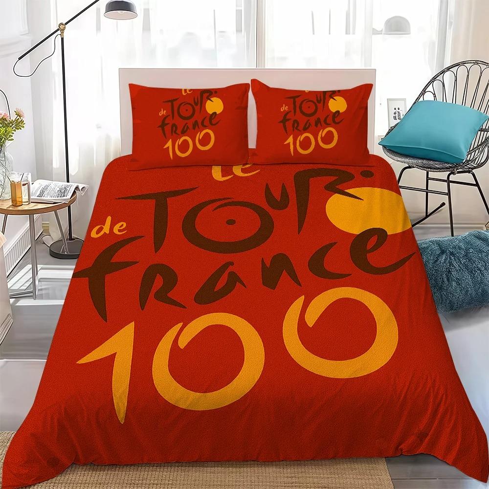 Literie Imprimée en 3D T-Tour de F-France Ensemble Housse de Couette Simple Double King Size Pour Enfants Garçons Filles Décoration de Chambre Cadeau 100x135cm (2pcs)