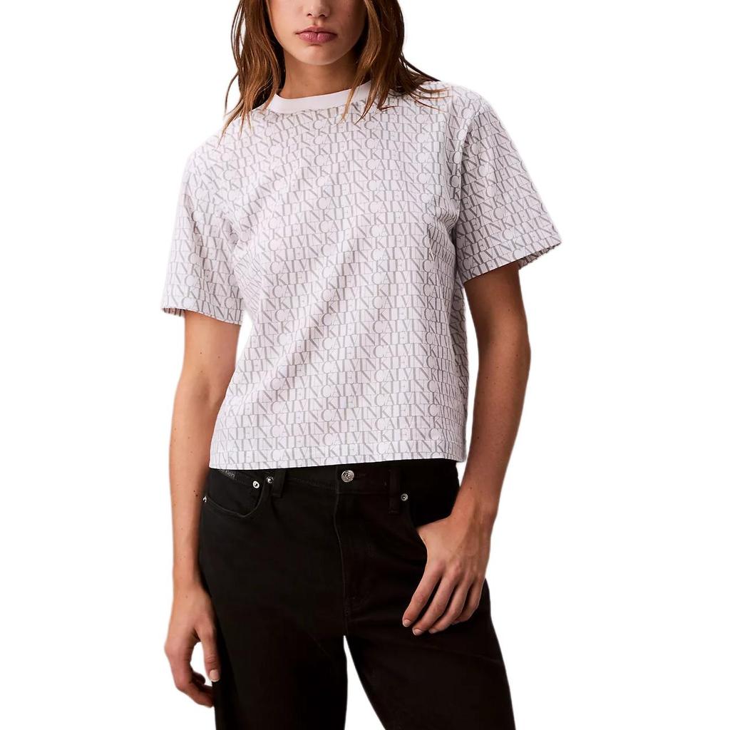 Calvin Klein Soft Breathable Letter Loose Round Neck Short Sleeve T-Shirt Women tops 47C807G-YAA