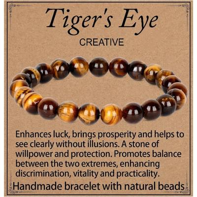 Tiger Eye Bracele Handmade Natural Gemstone Elastic Bracelet Crystal Stone Beads Jewelry Gifts for Women Men