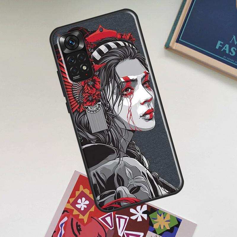 

Japanese Samurai Warrior Geisha Case For Xiaomi Redmi Note 13 14 Pro 12 11 10 15 Pro Plus Redmi 15C 14C 13C 10C 12C 15 Cover Redmi Note 15 Pro 5G