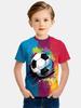Children's T-Shirt Boy Casual Girls Short Sleeve T-Shirt Summer Cartoon Soccer Sports T-Shirts for Boys Round Neck Children Top