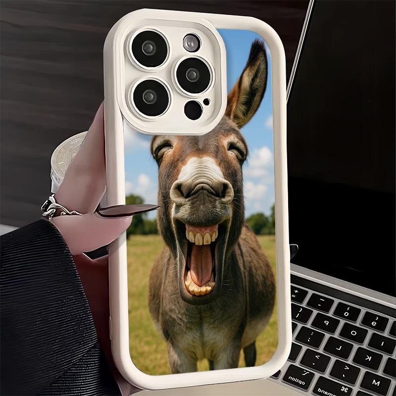 Phone Case for iPhone 17 Air 16E 15 16 Pro Max Funny Donkey Animal Cover 14 Plus 13 12 Mini Soft Shell Silicone Fundas