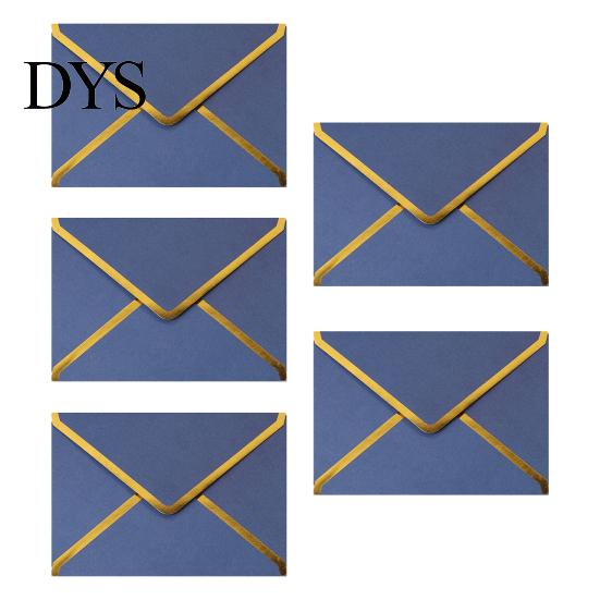 Professional Correspondence Supplies 5Pcs Western Style Envelopes with Gold Foil Trim, Offset Paper Invitation Decorative Gift Card for Wedding,