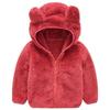 Kids Pure Color Teddy Fur Jackets Children Bear Ear Hoodies Coats Boys Girls Winter Warm Outerwear