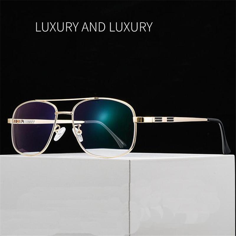Double Beam Big Frame Sun Photochromic Gray Prescription Spectacles Metal Oval Nearsighted Glasses Diopter 0 -0.5 -0.75 To -6.0