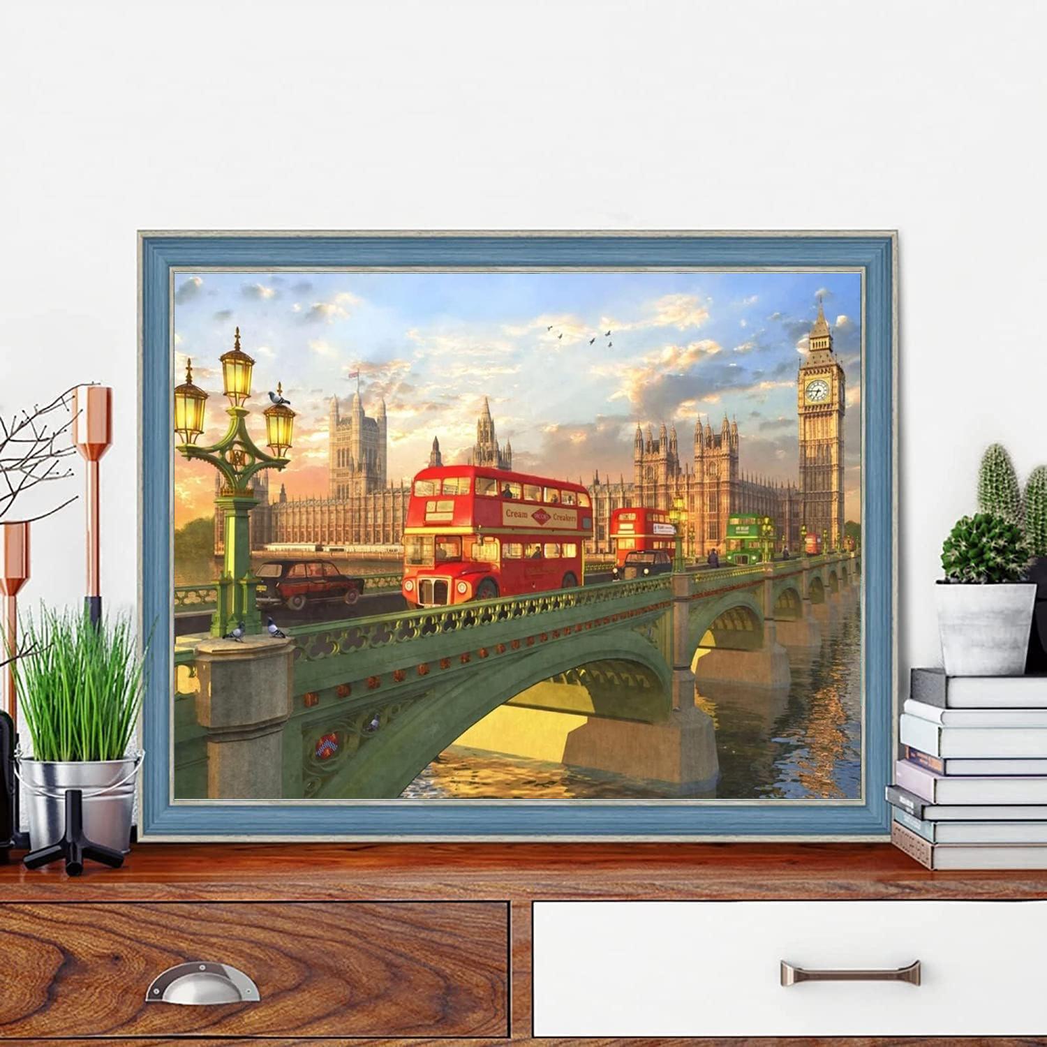 

5D DIY Алмазная картина Автобус Вышивка крестом Комплект Мозаика Алмазная вышивка Полный круглый квадратный дрель Украшение дома Round 30x40cm