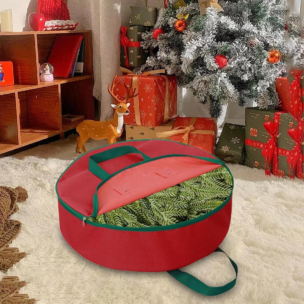 Wreath Storage Sturdy Carry Handle Containers 600D Oxford Christmas Wreath Storage For Christmas Clothes Ornament Packing
