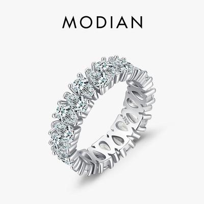 Modian luxe 925 en argent Sterling goutte d'eau clair Zircon scintillant broche réglage bague pour les femmes de fiançailles de mariage bijoux fins