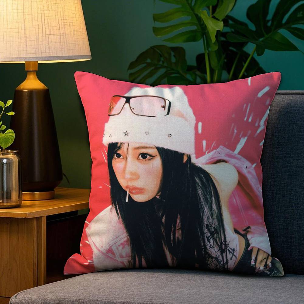 A-Aespas-K-Karina Kpop Style Girl Pillow Case Plush Fabric Soft Double Sided Print Sofa Cushion Cover Throw Pillow Covers