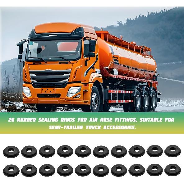 20PCS Car Glad Hand Seals, Rubber Round Vehicle Gladhand Gasket, 10028 Automotive Glad Hand Seal Washer Elastic Grommets, Universal for Semi Truck