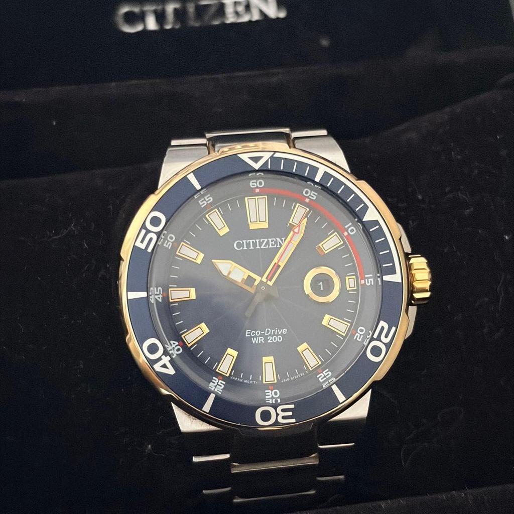 Б/у CITIZEN Endeavor AW1424-62L Eco Drive Дайверские 200м Зарубежная модель Хорошее состояние с коробкой и дополнительными звеньями Citizen