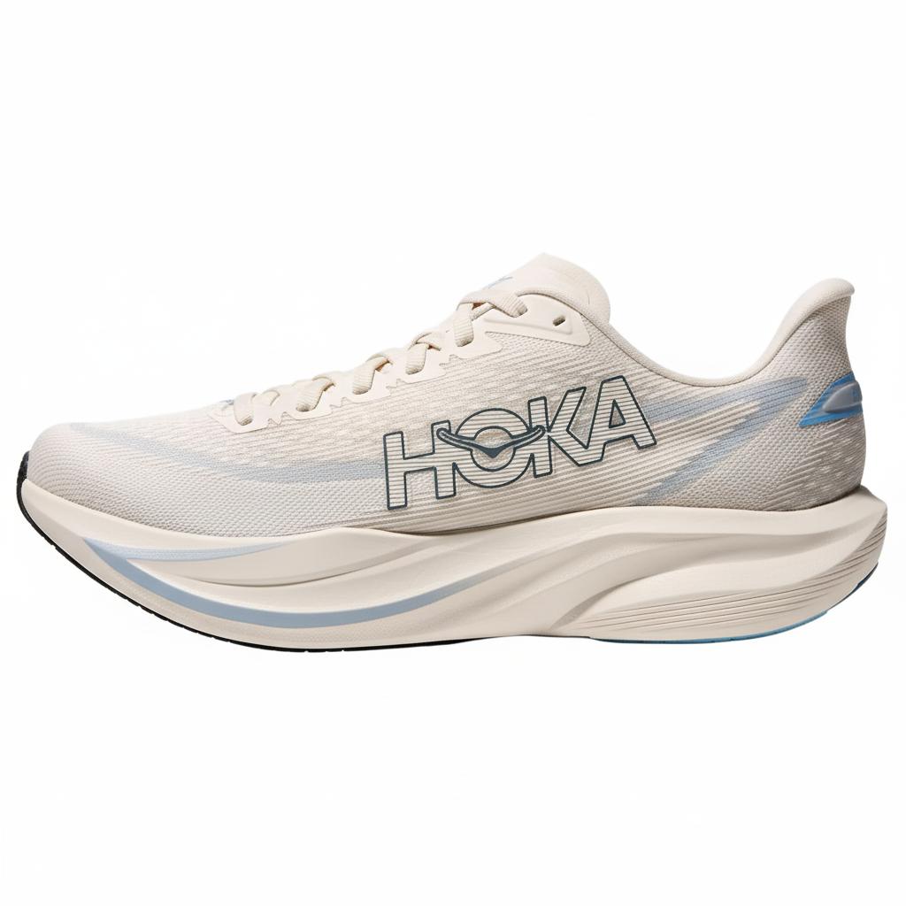 HOKA One One Mach 7 Lightweight Comfortable Eva Durable Breathable Low-Top Running Shoes Men Sneaker Snow-White Sky-Blue 1171905-ASRN