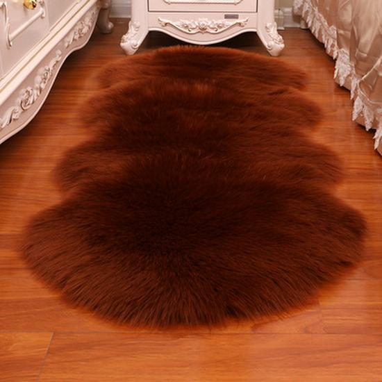 European Imitation Wool Plush Carpet - Gray and White