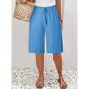 Damen Mid-Rise Kordelzug Bermuda Shorts Locker Basic Pendler Polyester Caprihosen