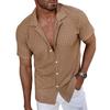 2026 Summer Men's New Lapel Button-up Shirt Cool Breathable Hole Design Casual T-shirt