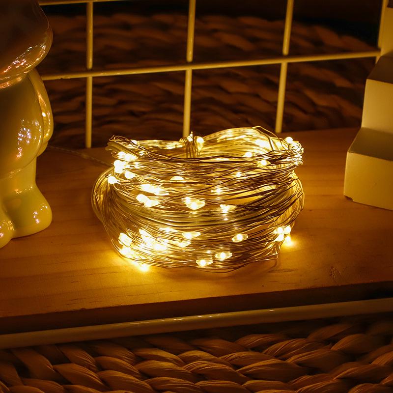 Outdoor Waterproof LED Solar Copper Wire String Lights with 8 Functions for Courtyard and Camping Holiday Decoration