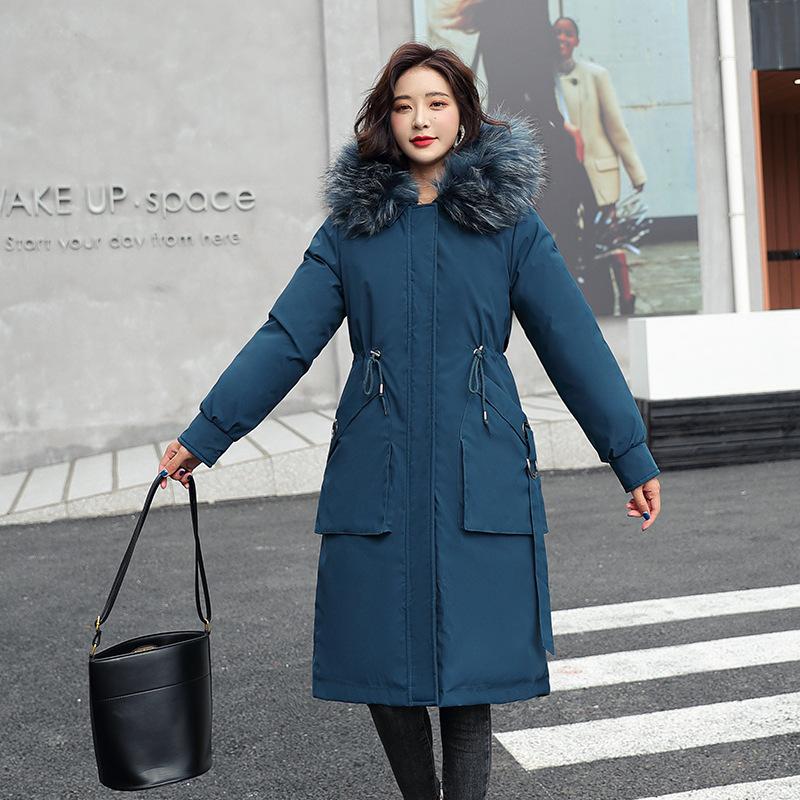 Women's Medium and Long Cotton-padded Clothes In Winter Slim-fitting Thickened Fur Collar Down Cotton-padded Jacket