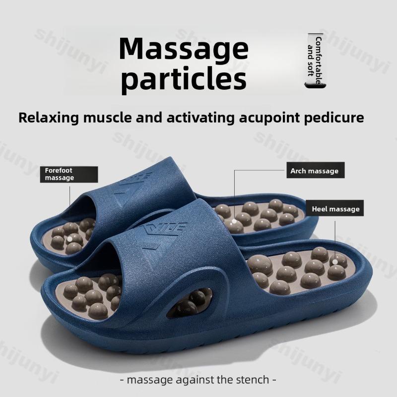 Fashion Men Women Bathroom Slippers Summer 2025 Massage Beach Slippers Casual House Shoes Couple Flat Non Slip PVC Female Male Slippers