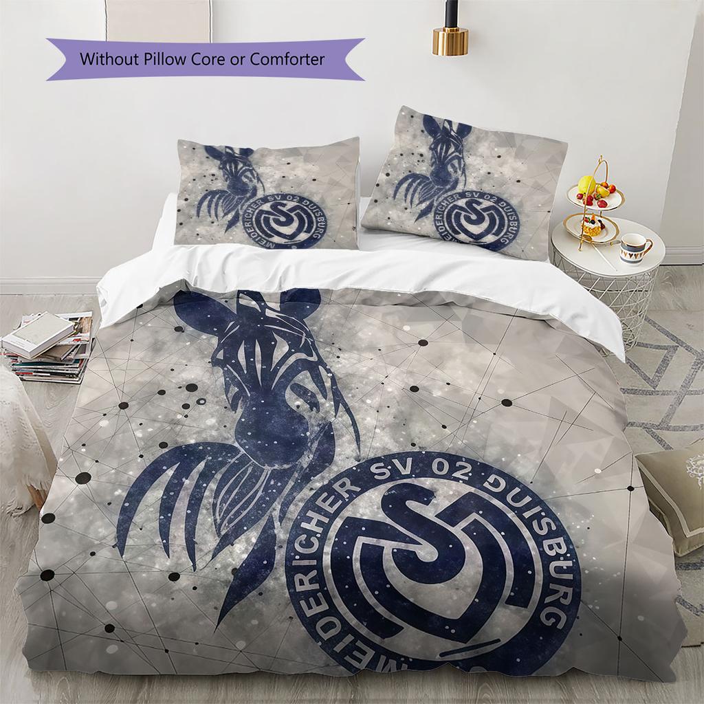 MSV Duisburg Pattern Bedding,Quilt Set Quilt Cover Pillowcase Home Birthday Gift(1 * Duvet Cover + 2 * Pillowcase, Without Core)