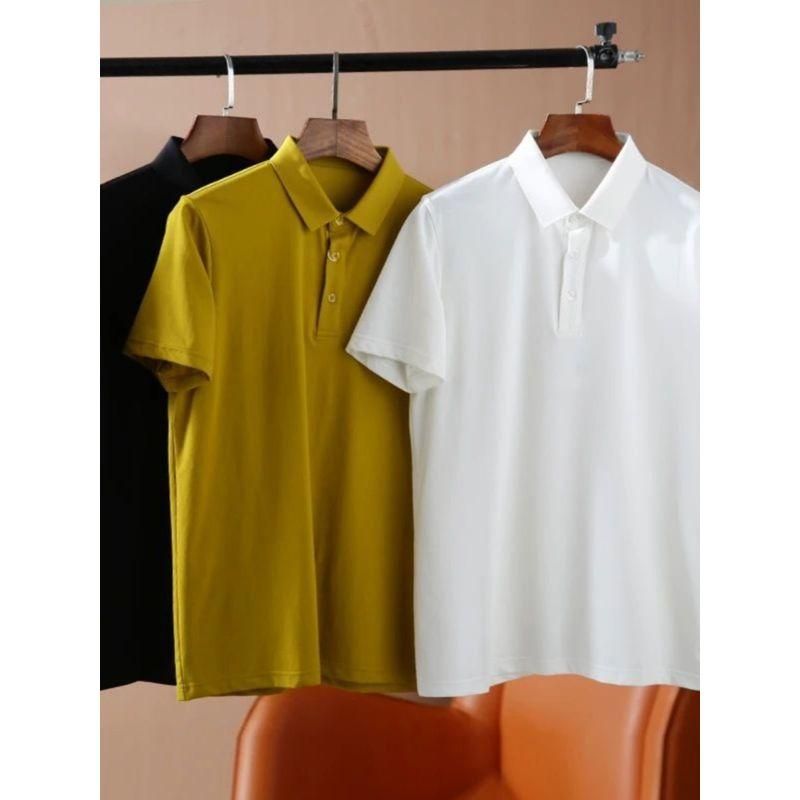 Light Luxury Dupont Sorona Cooling Polo Shirt Men's Short-Sleeved Summer Collared T-Shirt Export Men's Collared Shirt
