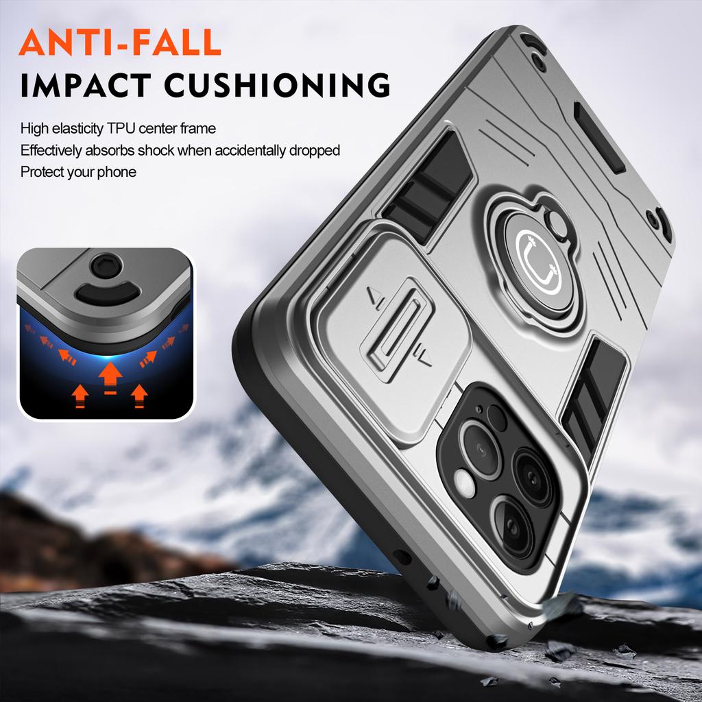 Für iPhone 12 Pro Hülle Kameraschutz PC+TPU Handyhülle mit Fingerringhalter