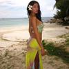 New Women's Clothing Personalized Mesh Printing Halter Neck Camisole Sexy Slit Skirt Suit