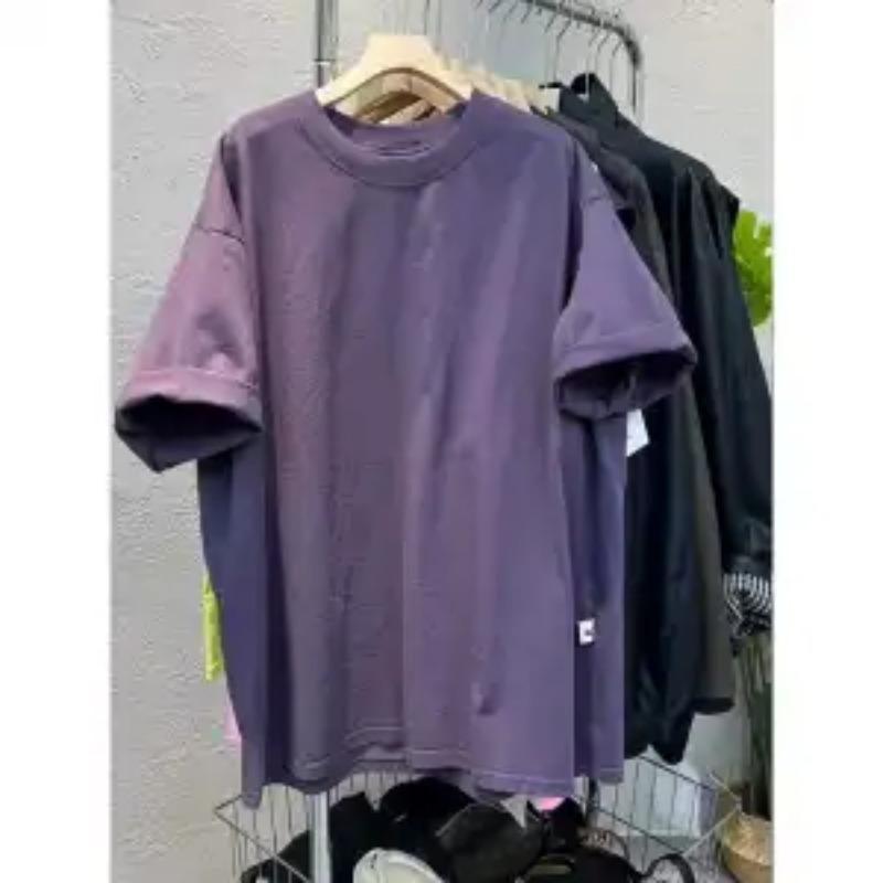 Fashionable Round Neck Unisex Pink Oversized Crew Neck T-Shirt Casual Short Sleeve Basic