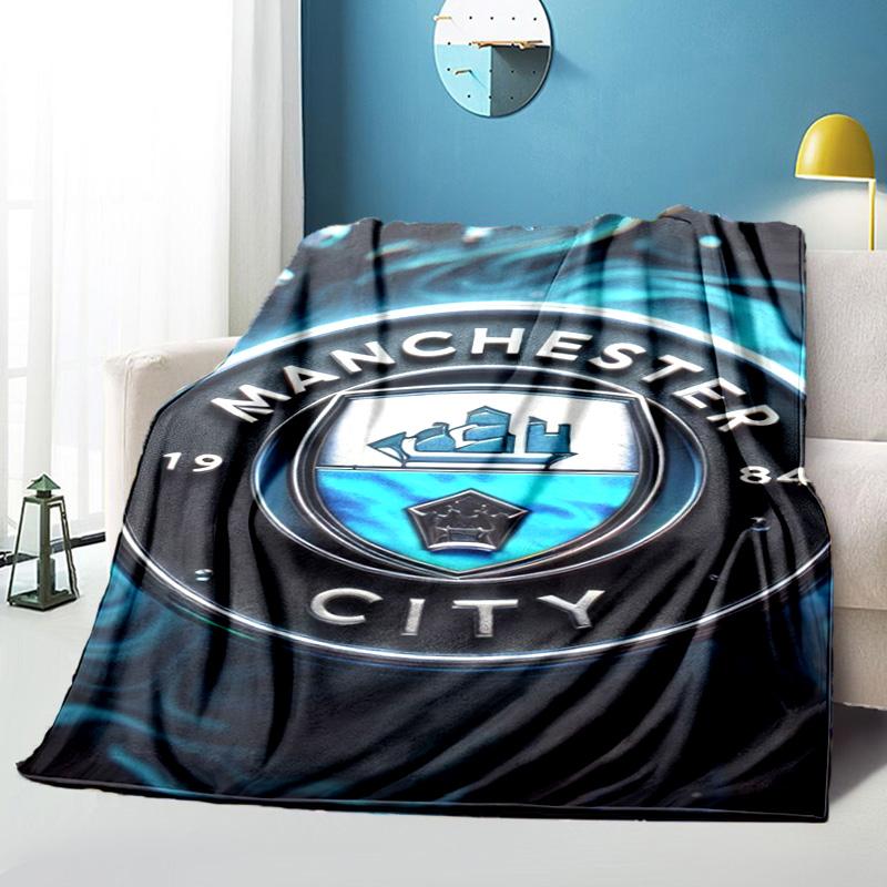 Couverture imprimée City Football Club Couvertures douces en flanelle pour canapé lit Cadeaux pour hommes femmes Couverture de pique-nique Cadeaux de Noël