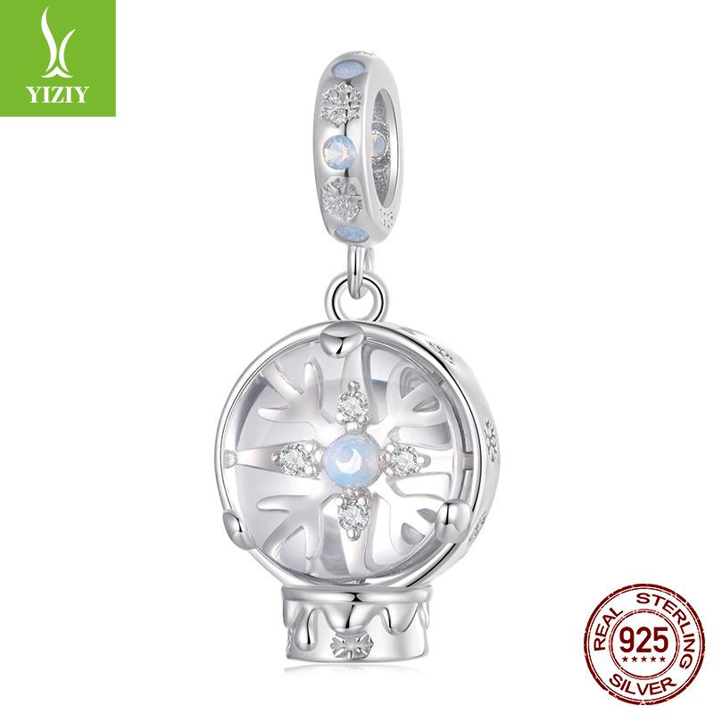 Winter Snowflake Beads S925 Sterling Silver Diy Bracelet Beaded Accessories Jewelry Light Luxury Premium Sense