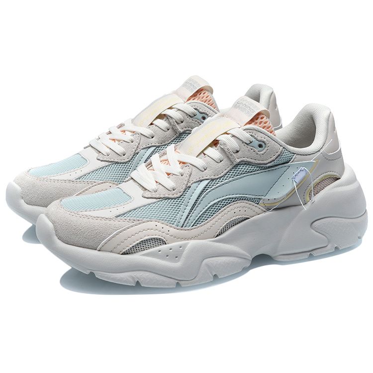 Li Ning Classic Casual Low Top Running Shoes Women Sneakers Light-Blue Gray AGCR166-2
