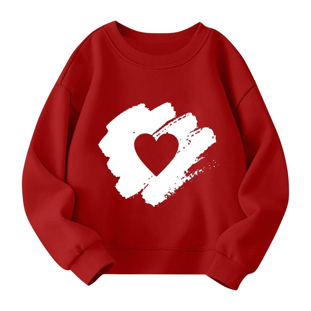 Girls Round Neck Pullovers For Kids Printed Baby Tops Valentine's Day