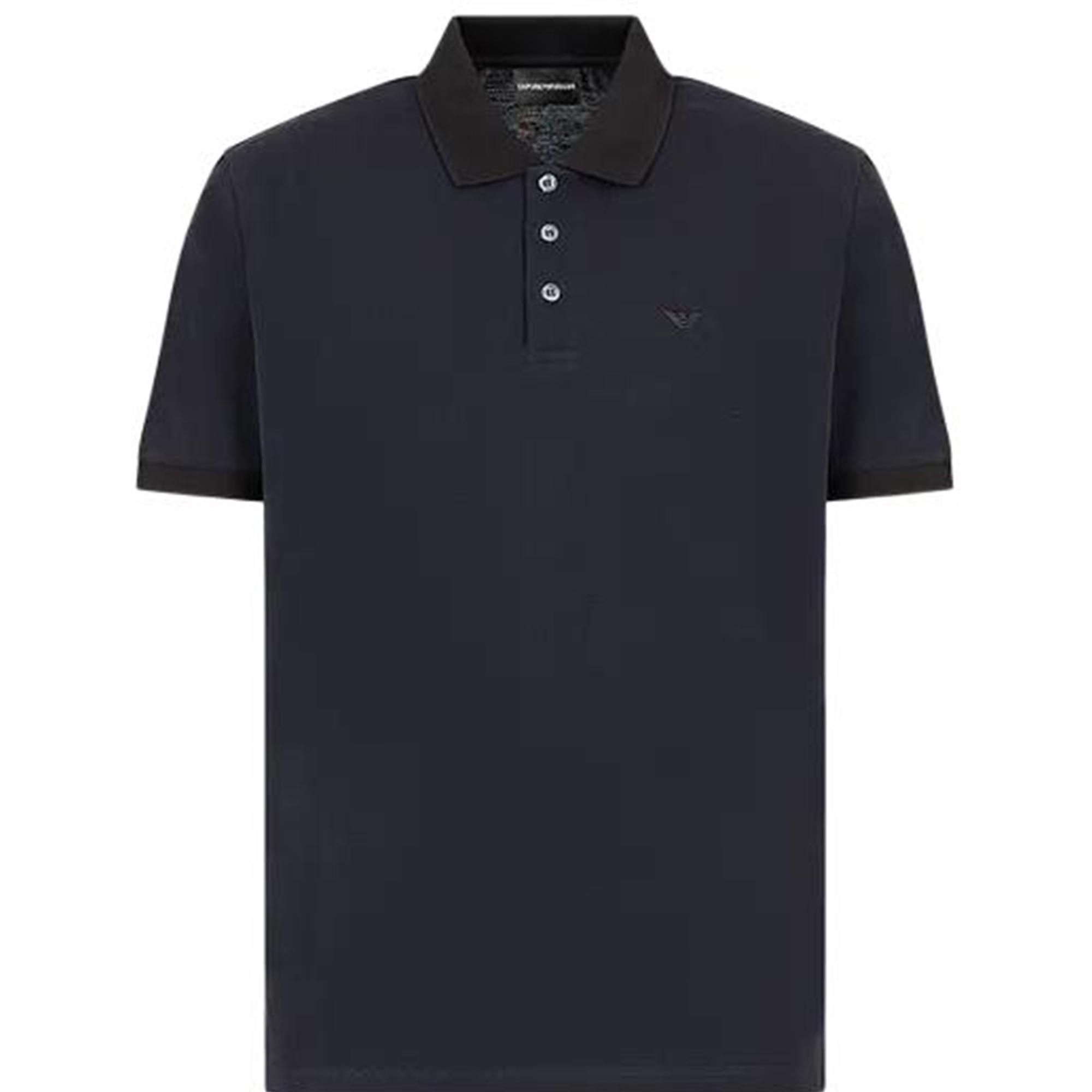 Emporio Armani Logo Embroidered Short Sleeve Polo Shirt Men polo shirts Navy-Blue 3D1FM1-1JTKZ-0920 S