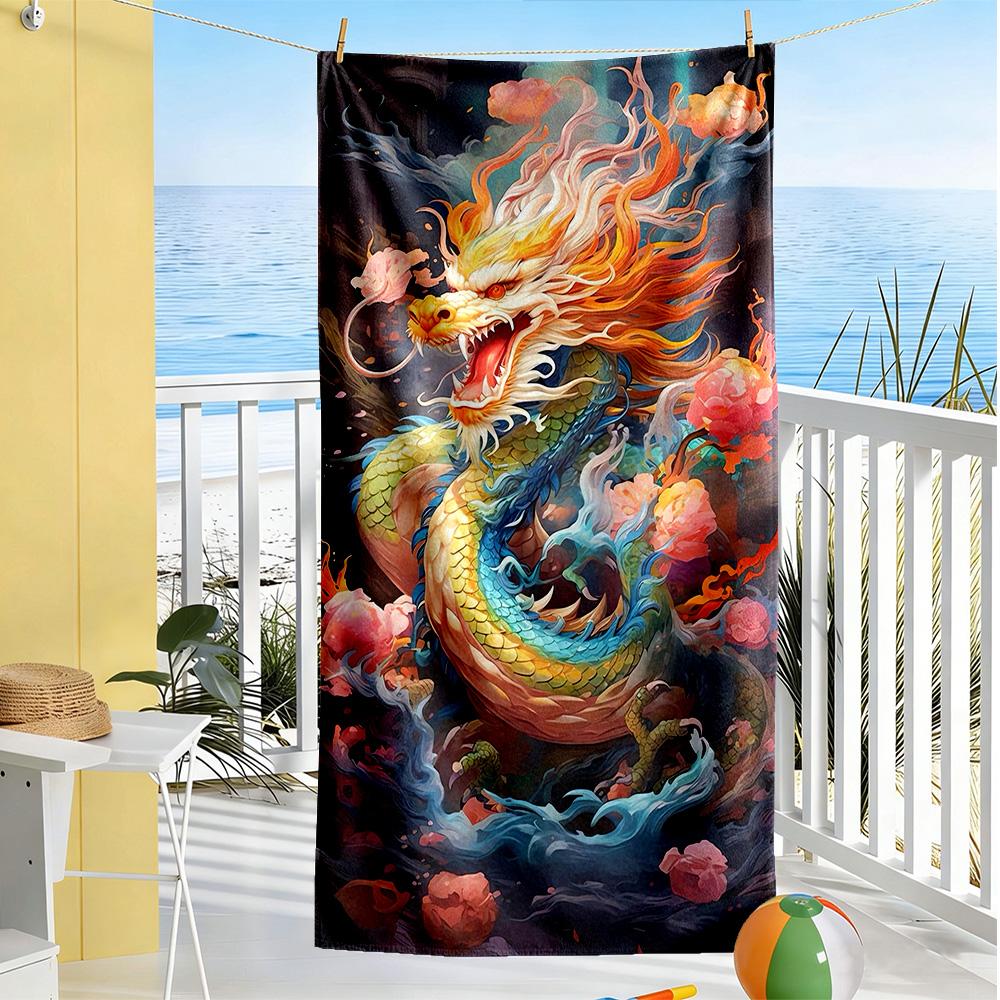 Dragon Beach Towel Soft Durable Quick-Dry Comfortable Lightweight Suitable for Swimming, Gym, Camping, Yoga Vacation