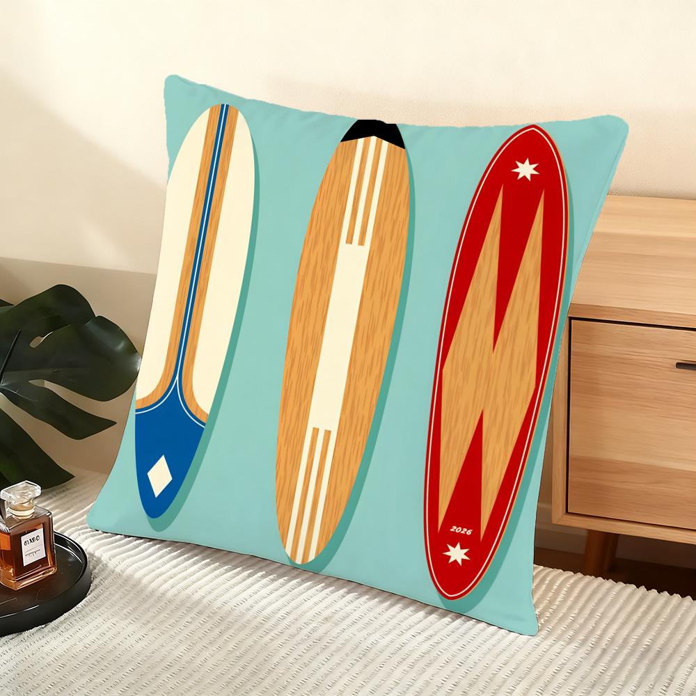 Surfen Patroon Kussenhoes Zacht Kort Pluche Kussenhoes Gladde Gezellige Textuur Esthetische Kussenhoes Woondecoratie
