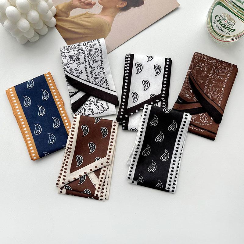 Women Twill Decorative Ribbon Small Scarf for Binding Bag Handle Ribbon Hair Band Small Scarf Headband Skinny Bag Scarves