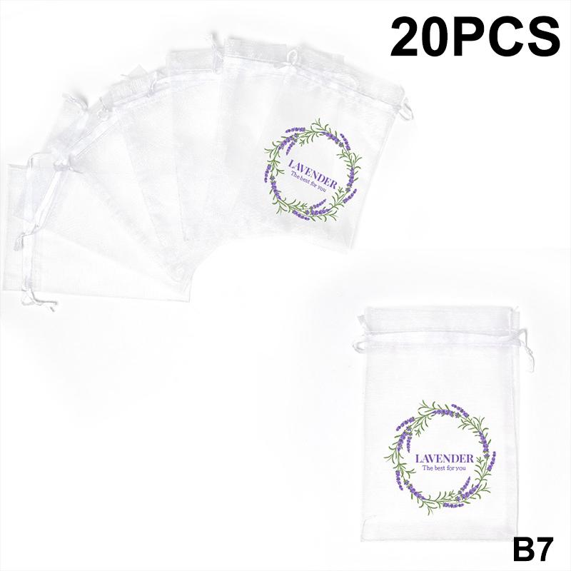 20Pcs Lavender Pattern Drawstring Mesh Bags Dried Flower Herbs Spices Storage Bag Odor-Eliminating Breathable Fragrance Pouches
