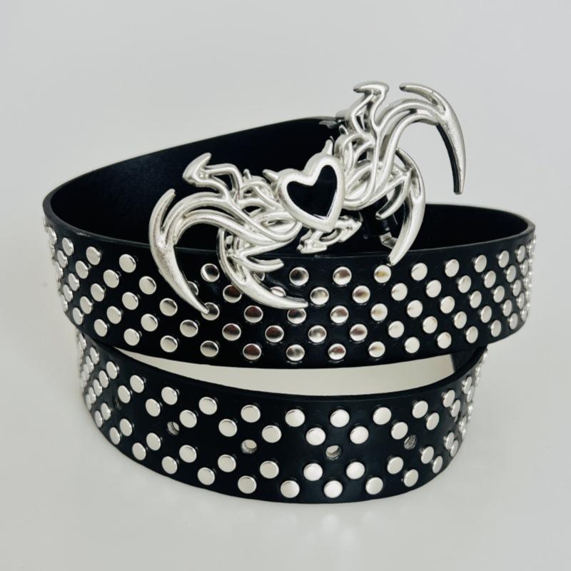 New Punk European and American Pyramid Cyber Subculture Gothic Square Bead Rivet Belt for Women