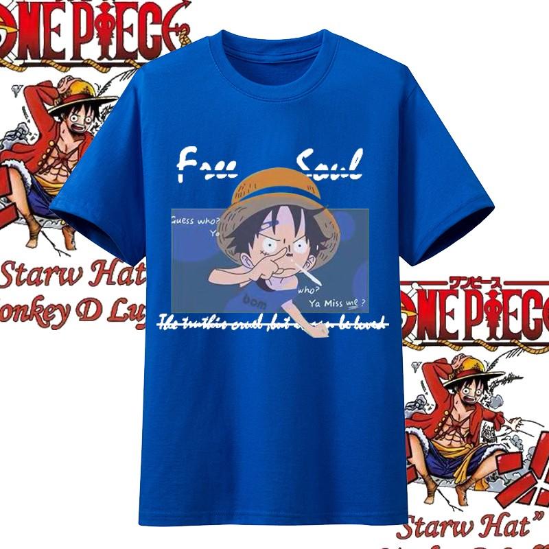 One Piece Anime Straw Hat Member Printing Oversized Cotton Tshirt Men and Women Comfortable Y2K Childrens Clothing Summer Tees