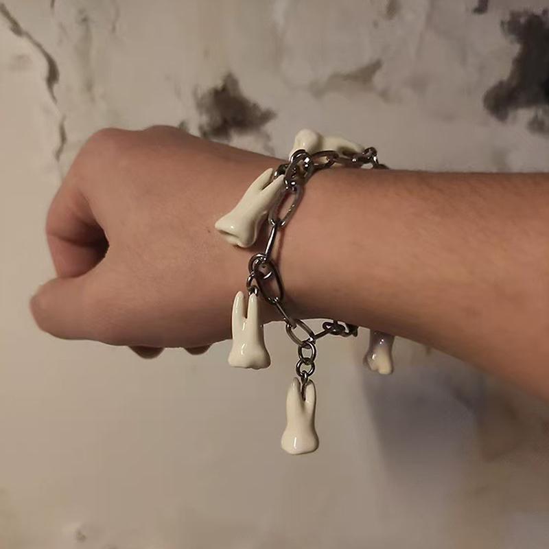 Trendy Jedinečný Nerezový Náramek Zuby Přívěsek Náramek Gotický Náramek Šperky