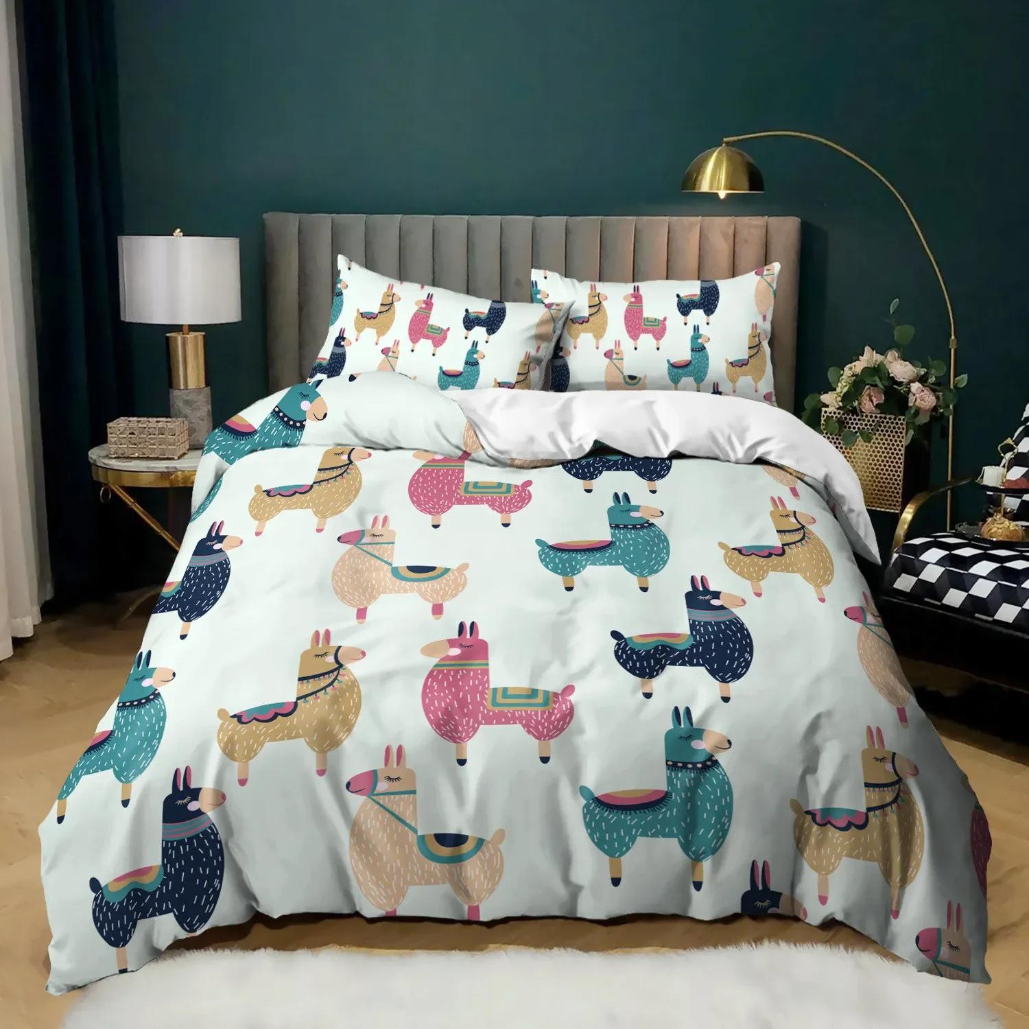 

Cute Sheep Duvet Cover Set Twin King Cartoon Animal Bedding Set Polyester Rainbow Moon Comforter Cover For Kids Girl Kawaii Room EU Single(135x200cm)