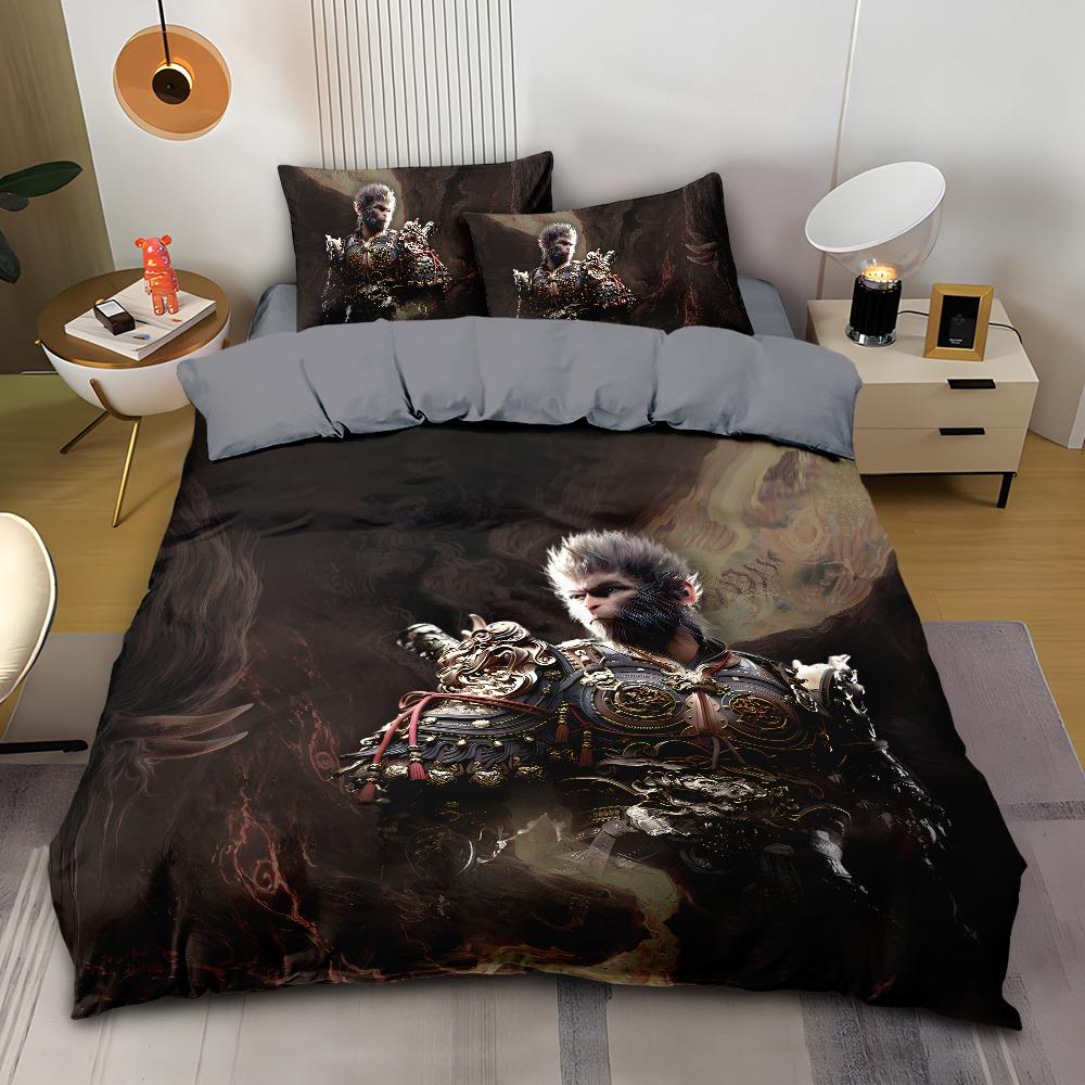 Black Monkey Game 2/3 Piece Bedroom set,Children'sGift Teenagers Adulte Microfibre Double Bed Duvet Cover with Zip Room Decor