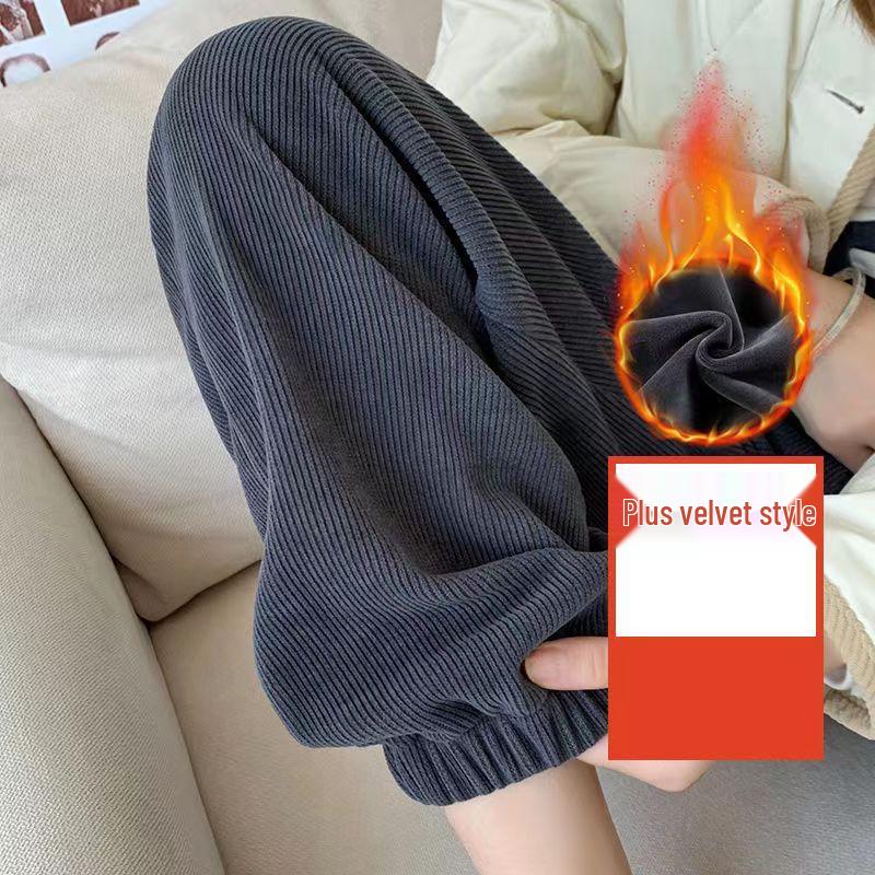 

Женские модные вельветовые брюки с 3D флисовой подкладкой и манжетами - Толстые, свободные, теплые, повседневная спортивная одежда XL серый