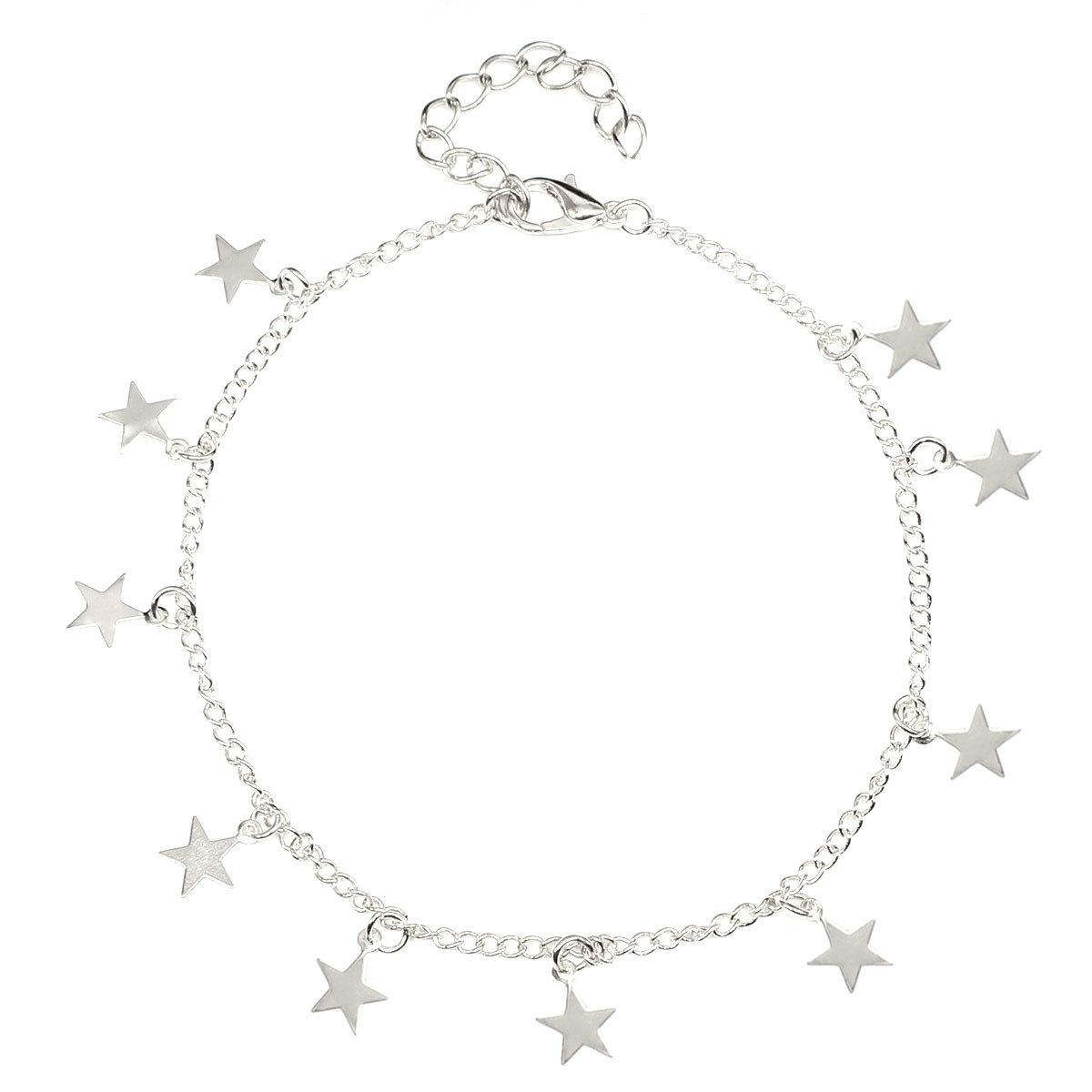 

European and American fashion new products exquisite star pendant fringed anklet street shot versatile women s boutique gifts срібний